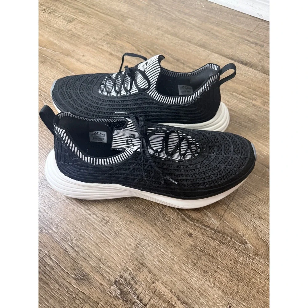 APL TechLoom Zipline Mens 11.5 Black White Running Shoes Sneakers 0622XC